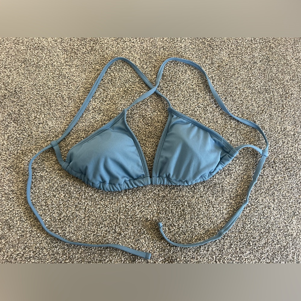 Shade and Shore Women’s Triangle Ribbed Bikini Top Blue Small